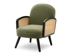 Velourlænestol med grønne, sorte ben WILSON