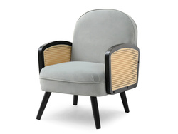 Velourlænestol med grå, sorte ben WILSON