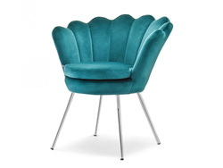 Lænestol i turkis velour med ben i krom LAZAR
