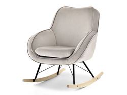 Beige velourlænestol med sorte ben COCO