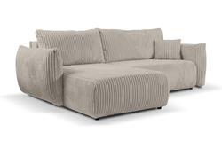 Beige hjørnesofa 257 cm med sovefunktion ALLORA
