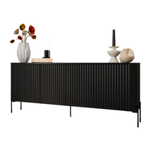 Elegant sort riflet kommode, 190 cm VICTORIA