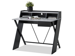 Skrivebord med skuffe og udtræk i beton 100 cm sort ASGARD-ramme