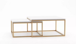 Sofabord hvidt/guld bord sæt 2i1 loft Dual