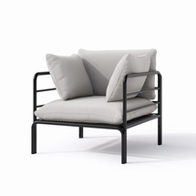 Havestol med hynder grå/ sort VELUCCI