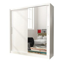 Hvid garderobe med spejl 200 cm MAI