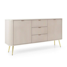 Beige riflet kommode på gyldne ben, 168 cm CALMA