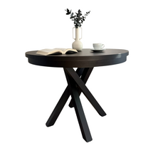 Sort rund udtræksbord, diameter 90 cm PASCAL