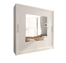 Garderobeskab Wiki IX med spejl hvid 200 cm