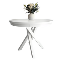 Hvid rund udtræksbord, 90-130 cm PASCAL