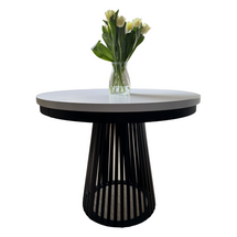 Foldbart rundt bord med lameller, 100 cm, sort/hvid ALEXANDER