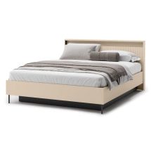 Beige seng med LED-belysning 160x200 cm TREND