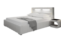 Seng 140x200 med LED og opbevaring hvid Gold 5