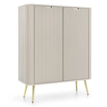 Høj riflet kommode, gyldne ben CALMA