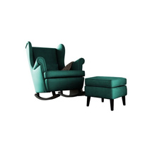 Grøn gyngestol med fodskammel sæt DALIA