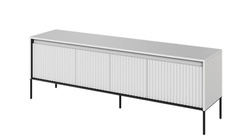 Hvid tv-bænk med LED-belysning og rillede fronter TREND