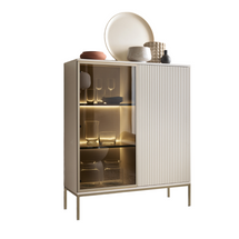 Elegant vitrineskab i cashmerefarve, 104 cm, LED-belysning SENTOCCI