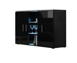 Sort skænk med LED SOHO S7