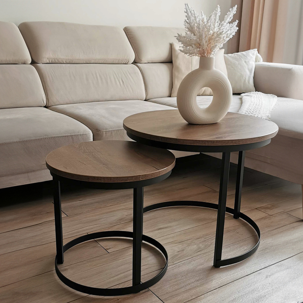 Billig rundt sofabord 2in1 sort/lefkas eg RABEN 2