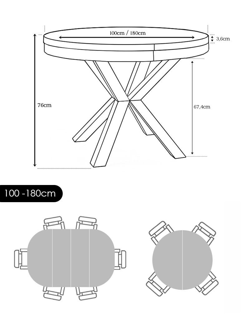 Narvic-bord 100/180