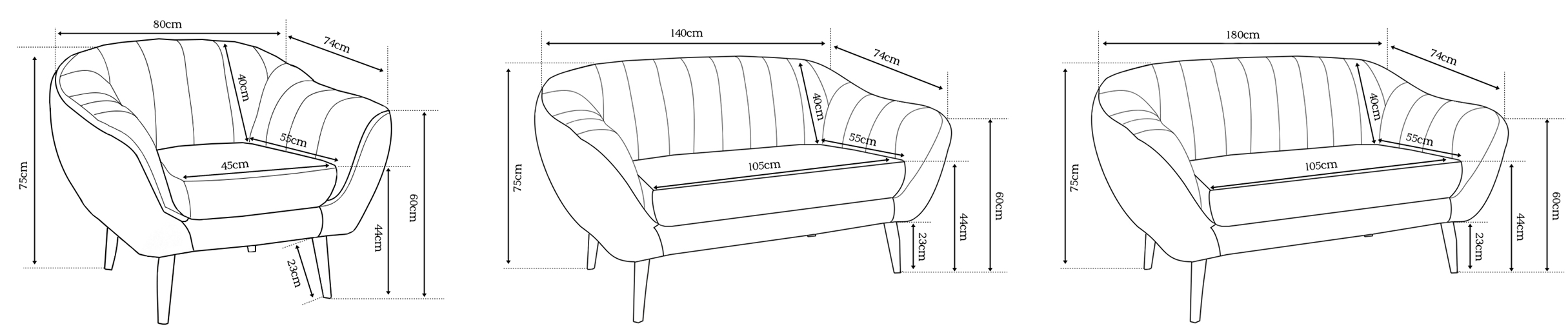 SOFA II + SOFA III + LÆNESTOL
