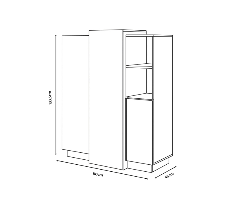 3D-kommode grå/eg craft
