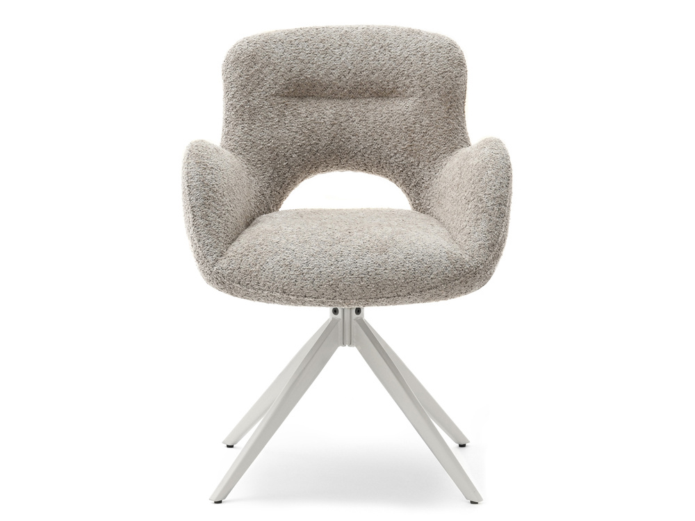 Beige drejestol med armlæn og grå ben MILET