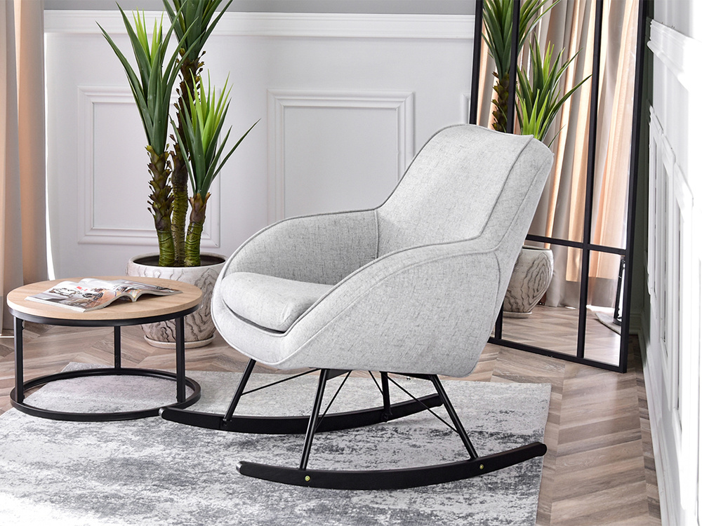 Moderne lænestol med grå, sorte ben COCO