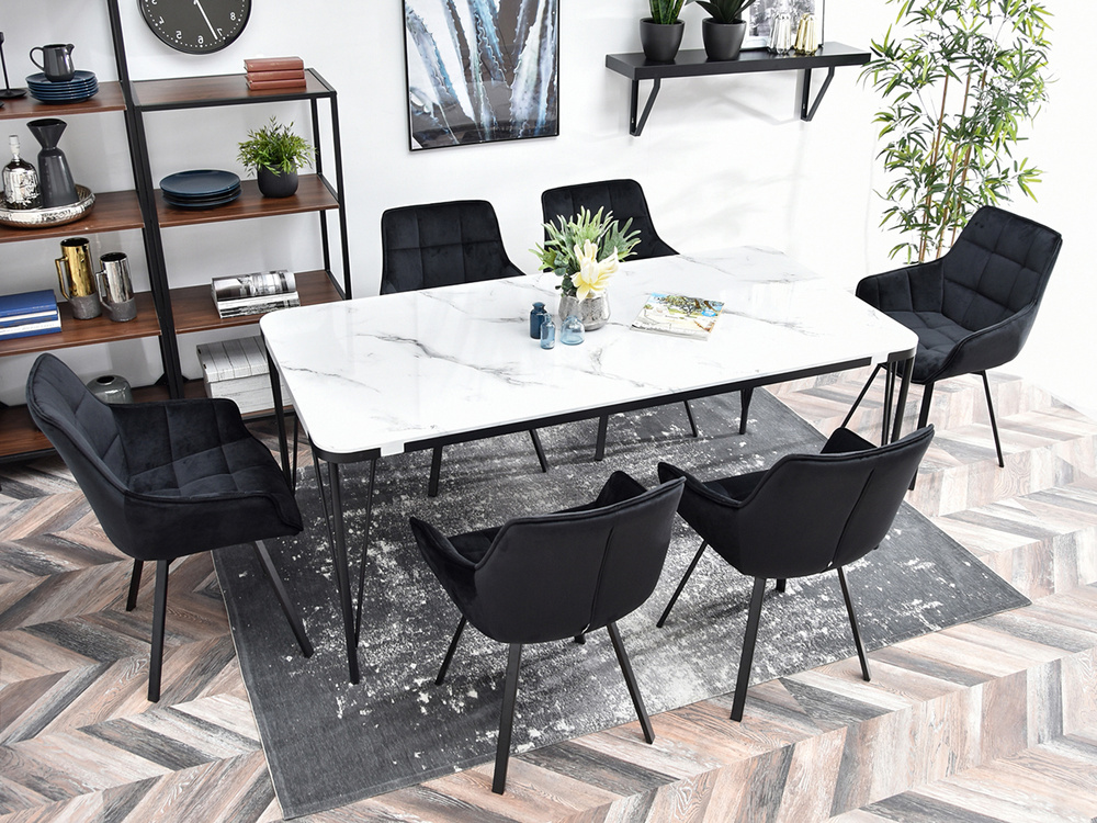 Velourstol, sort sæde, sorte ben ARUBA