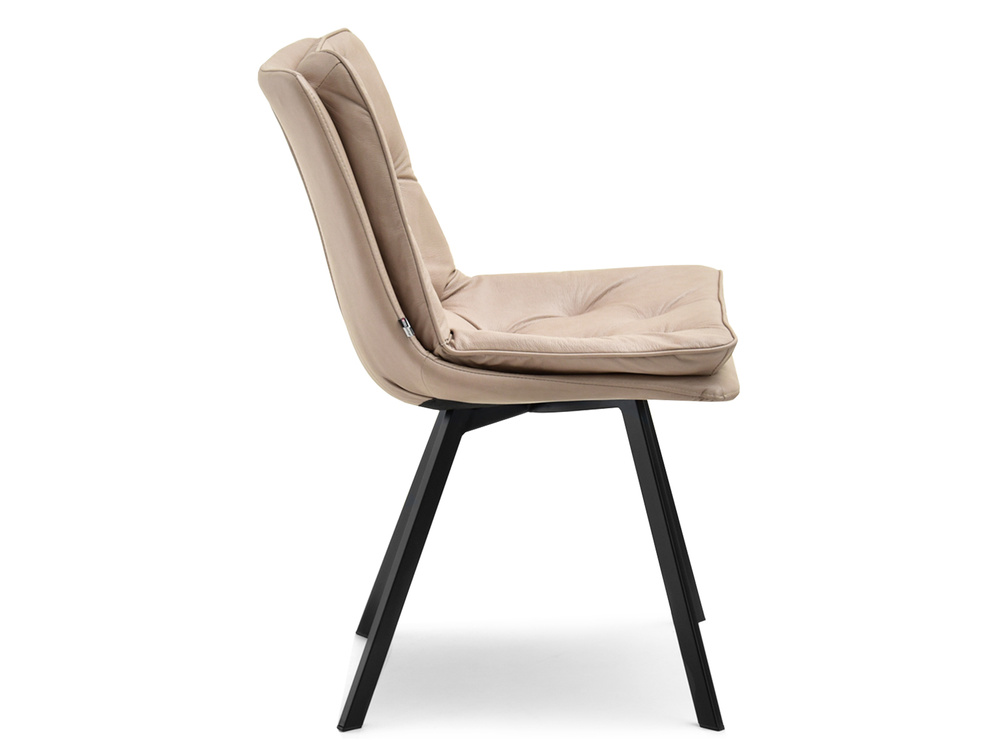 Beige økologisk læderstol med sorte ben PUNTI