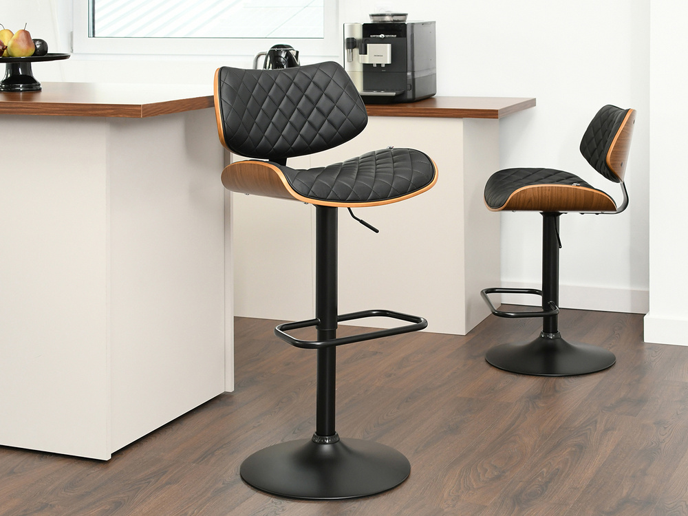 Hocker i valnød med sorte ben HOCKER i valnød