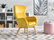 Velourlænestol med gule bøgeben LETA