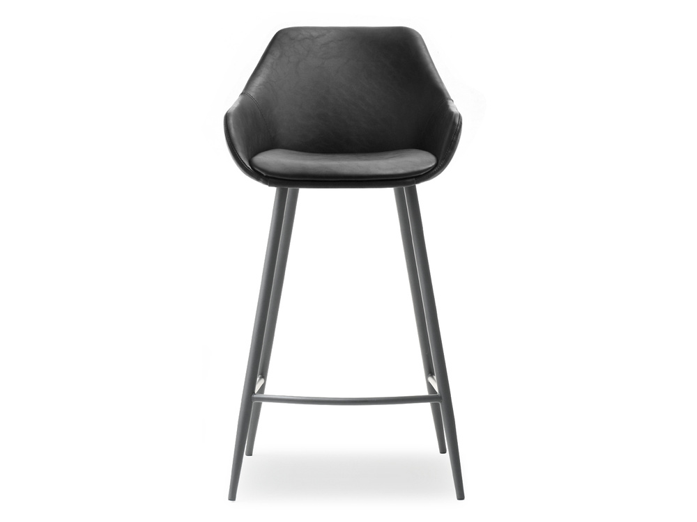 Hocker sort økologisk læder sort ben MIGEL