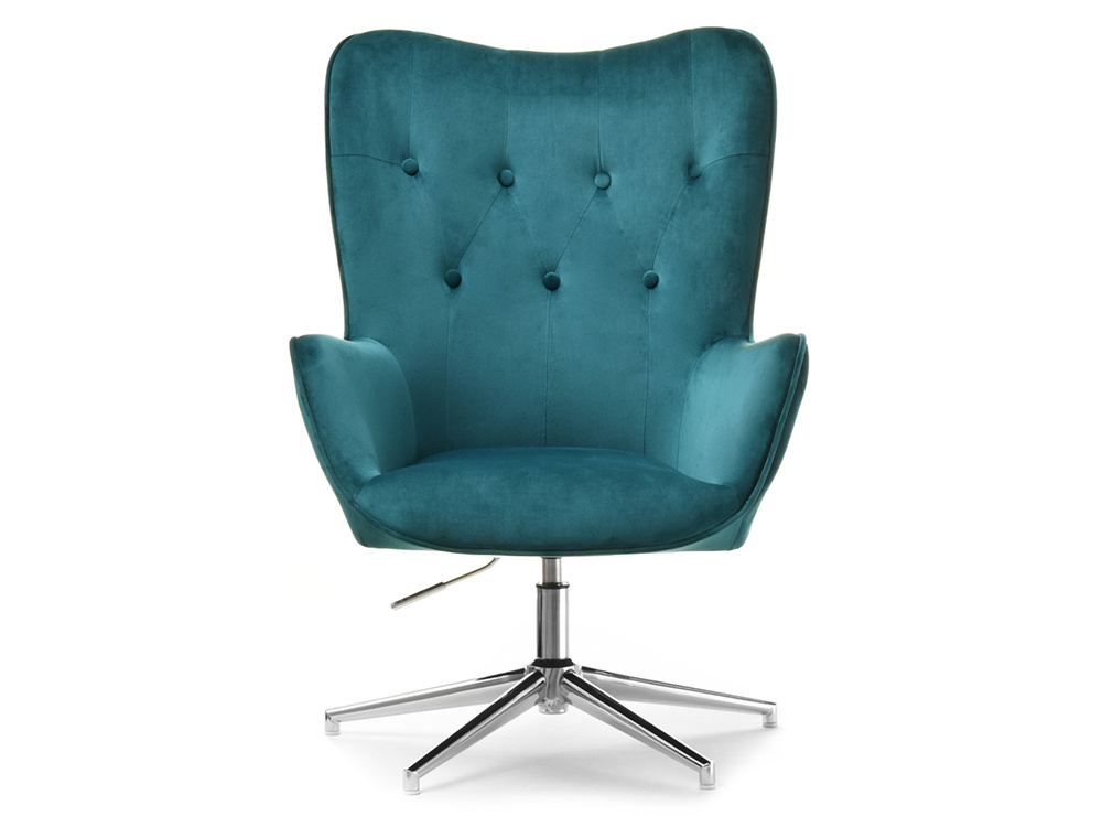 Lænestol i turkis velour med TRINI-ben i krom