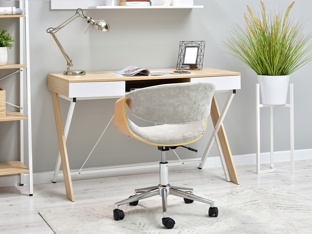 Kontorlænestol grå/natur eg krom ben RAPID