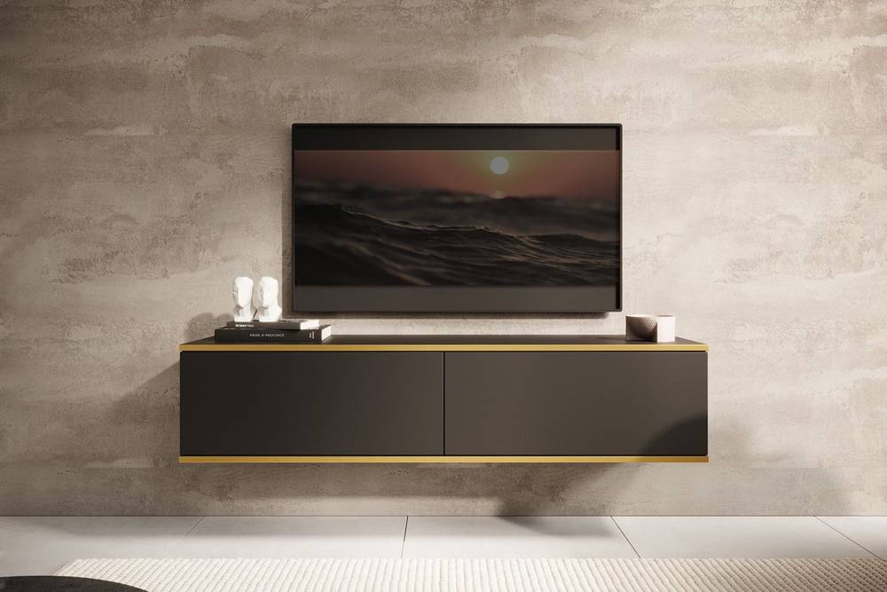 Sort tv bænk 135 cm ORO