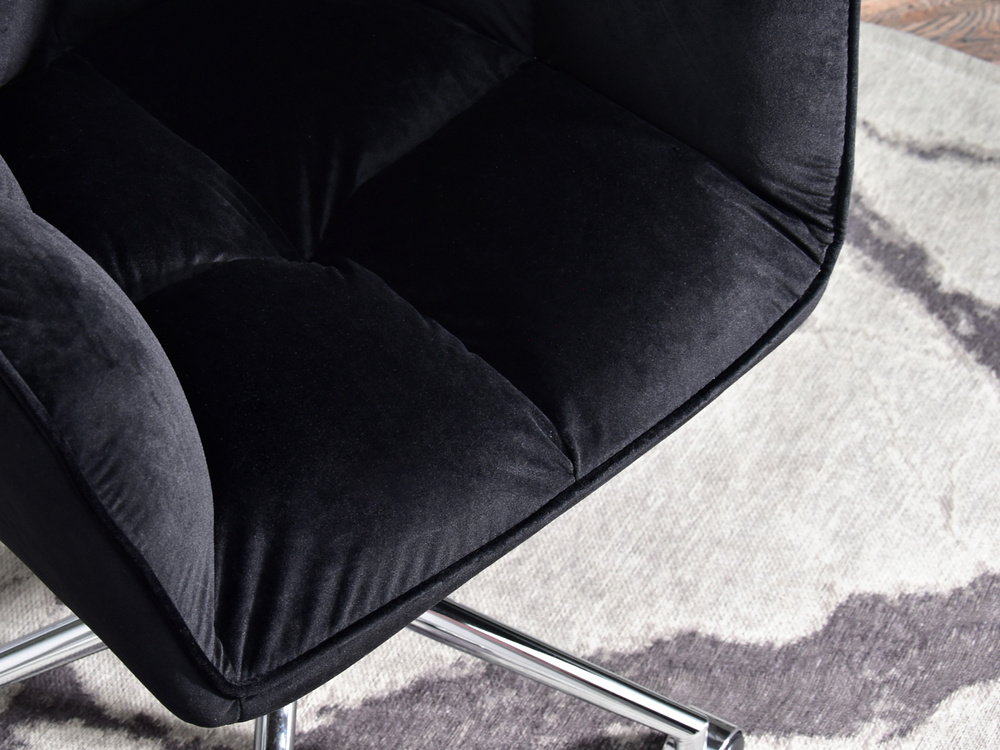 Velourlænestol med sorte kromben ISLA