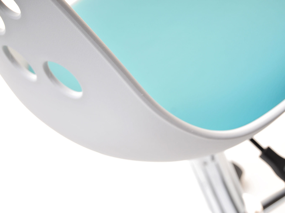 Kontorlænestol hvid/blå med kromben FOOT