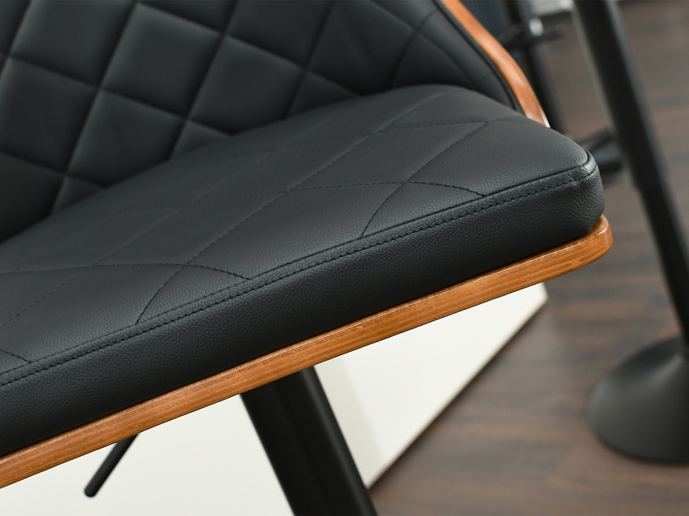 Hocker i valnød med sorte ben HOCKER i valnød