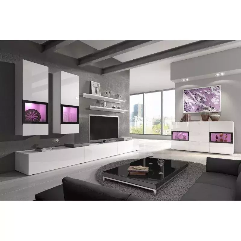 Kommode 132 cm hvid højglans Baros II