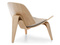 Beige lænestol med egetræsben ROLAND
