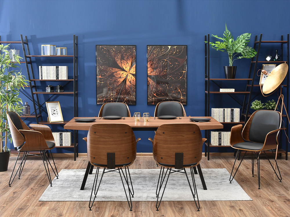 Valnødde-sort stol, sorte ben SILA