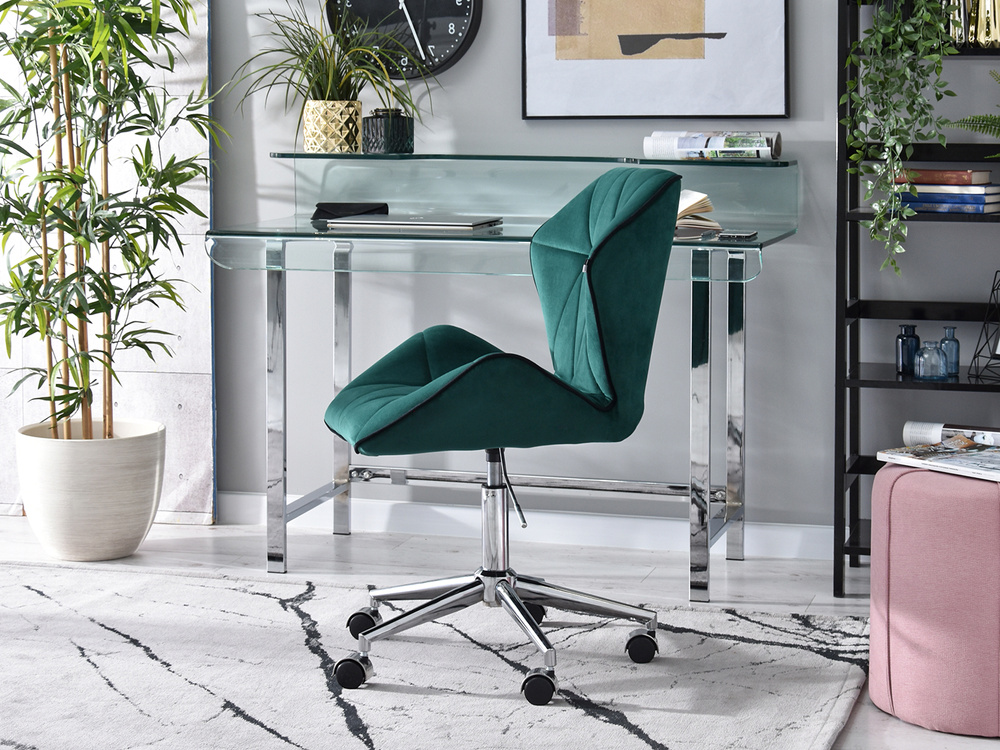 Velourlænestol med grønne forkromede ben VELO-MOVE