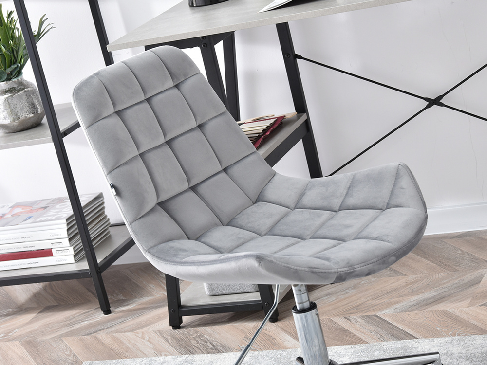 Velourlænestol med grå kromben ELIOR