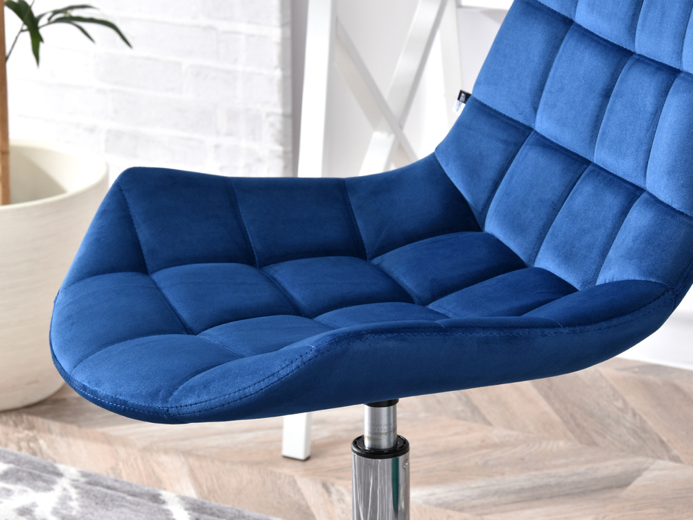 Velour-lænestol marineblå kromben ELIOR