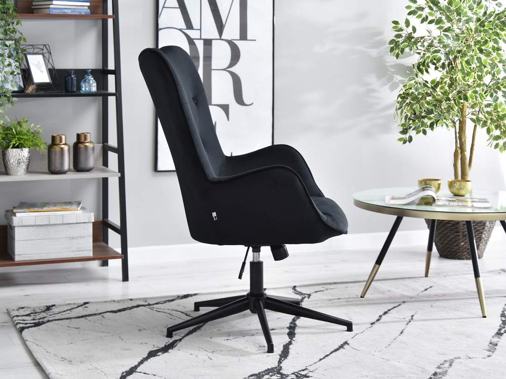 Velourlænestol sort med sorte ben TRINI