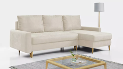Cream sovesofa med chaiselong LANG
