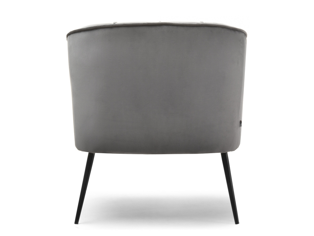 Velourlænestol med grå, sorte ben ESTEL