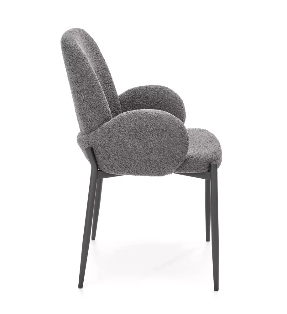 Grå spisestuestol med armlæn K477