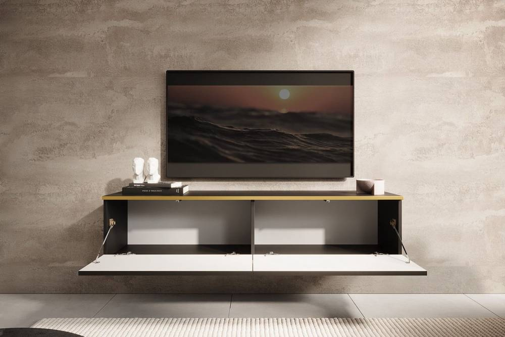 Sort tv bænk 135 cm ORO